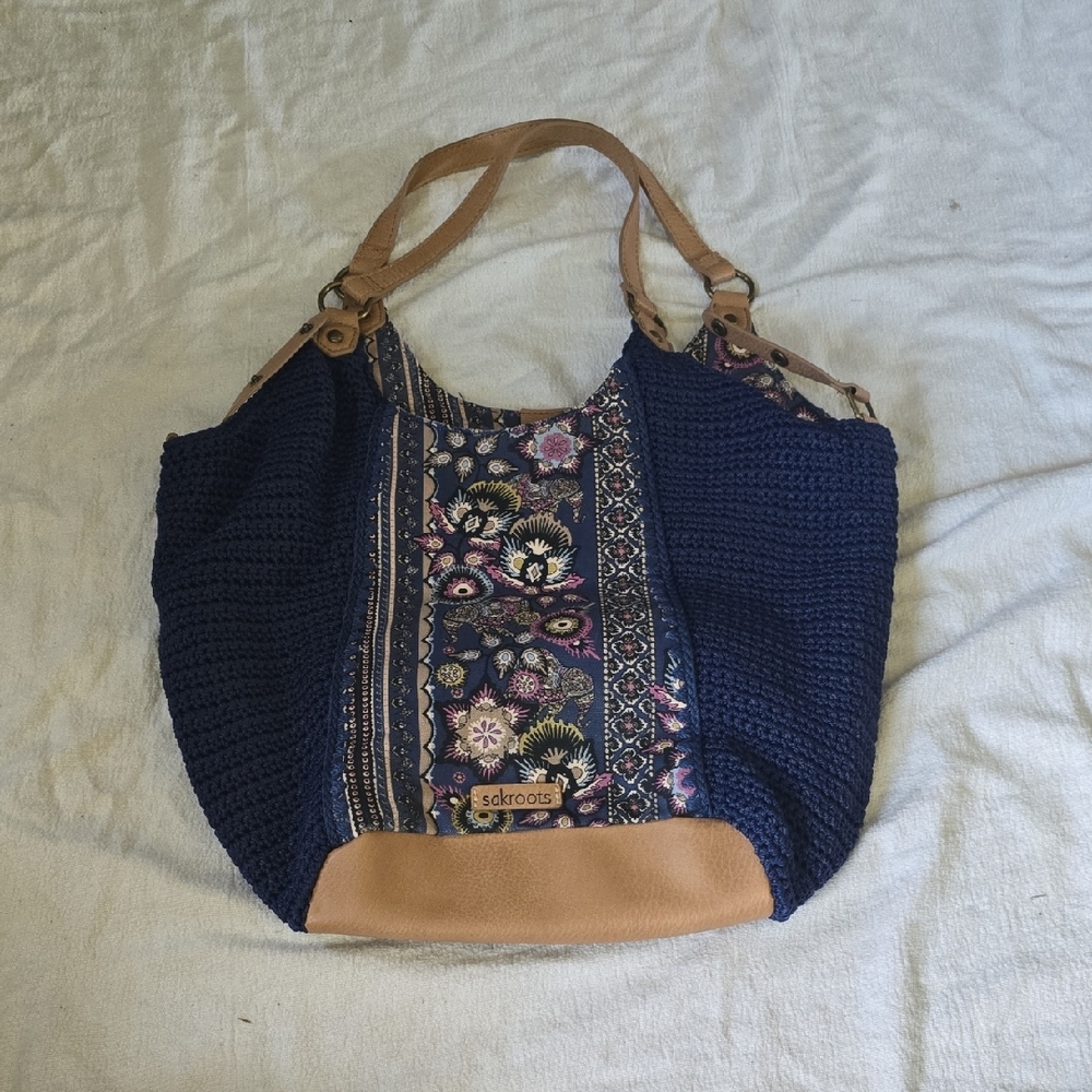 Sakroots Navy and Tan Shoulder Bag